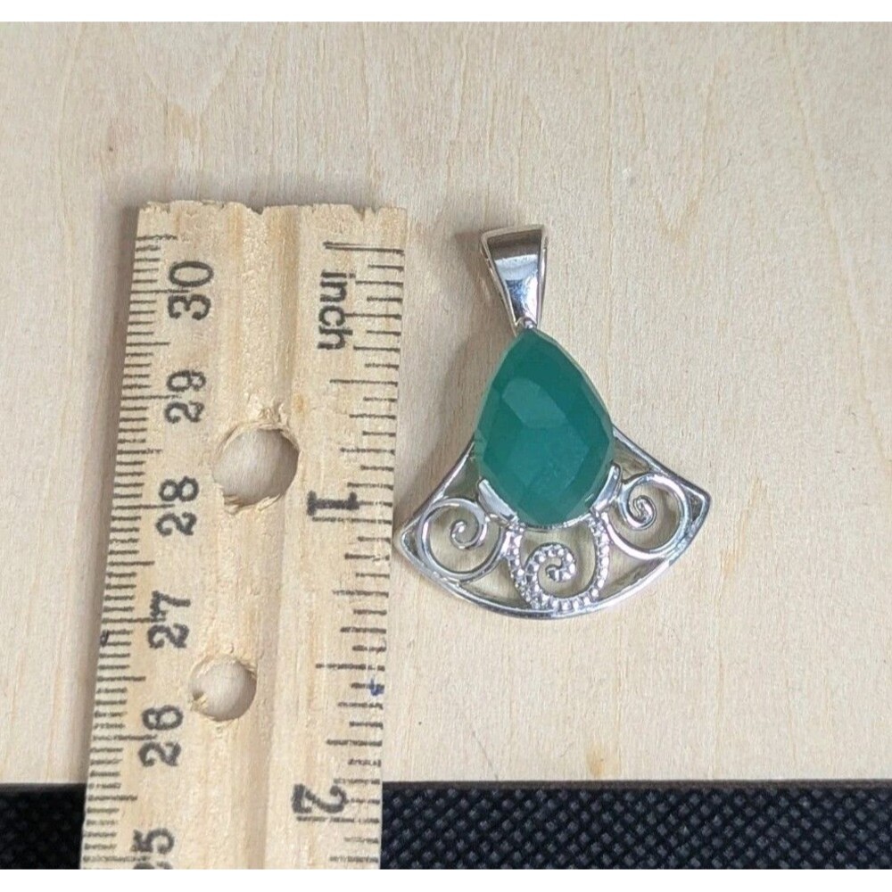 Green Onyx Enhancer/Pendant, 18x12mm, Sterling Silver - Picture 3 of 3